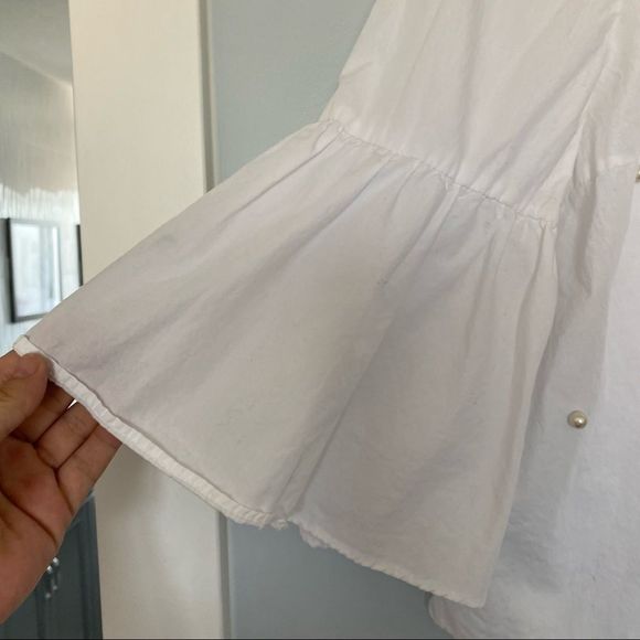 Zara white pearl top with bell sleeve XS VGUC - Picture 4 of 8